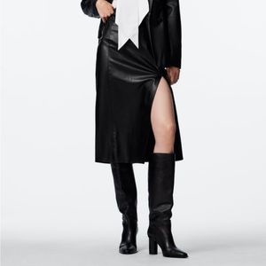 ZARA Black Faux Leather Pencil Skirt